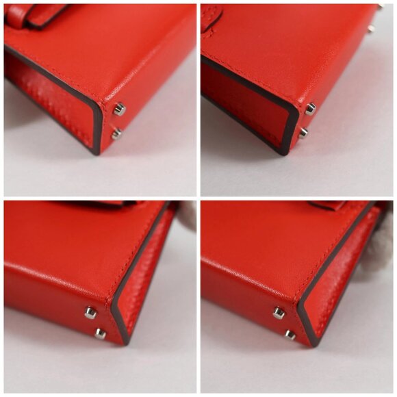 HERMES Micro Kelly Bag Charm Leather Orange Auth 141175SM - Picture 14 of 16